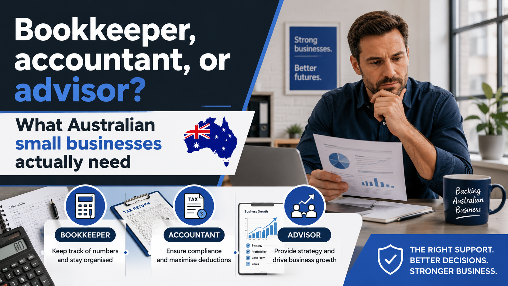 Bookkeeper, accountant, or advisor? What Australian small businesses actually need